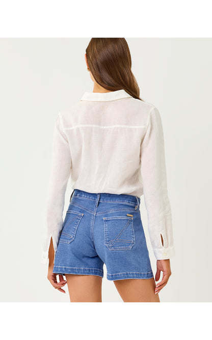 Sea View Button Down - Resort White Throw Me A Line Embroidery