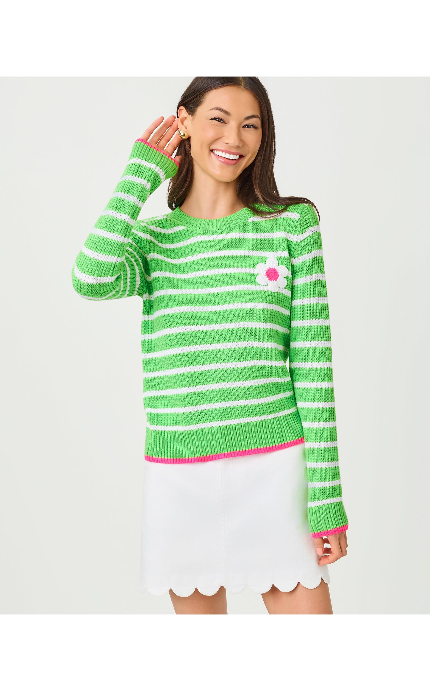 Jovienne Sweater - Jackfruit Green Shine Bright Stripe