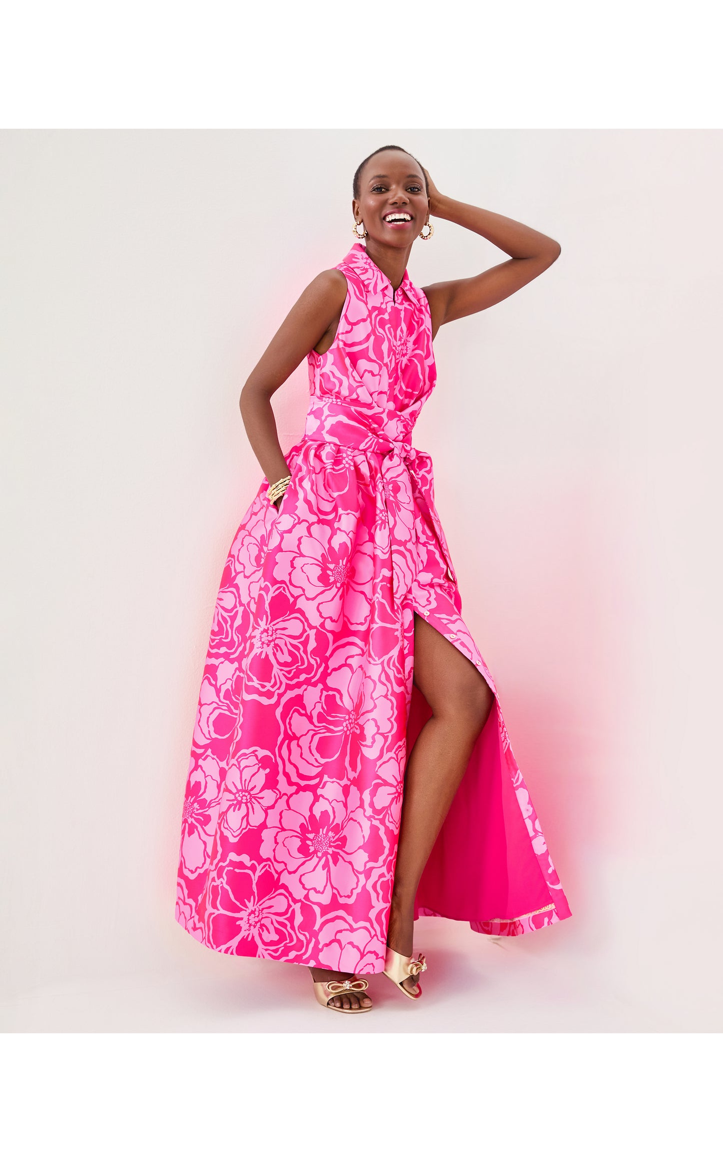 Marria Jacquard Maxi Dress - Parigi Pink Go Big Satin Jacquard