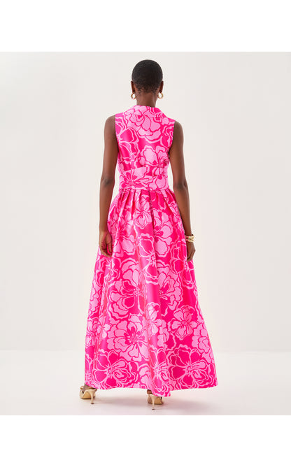 Marria Jacquard Maxi Dress - Parigi Pink Go Big Satin Jacquard