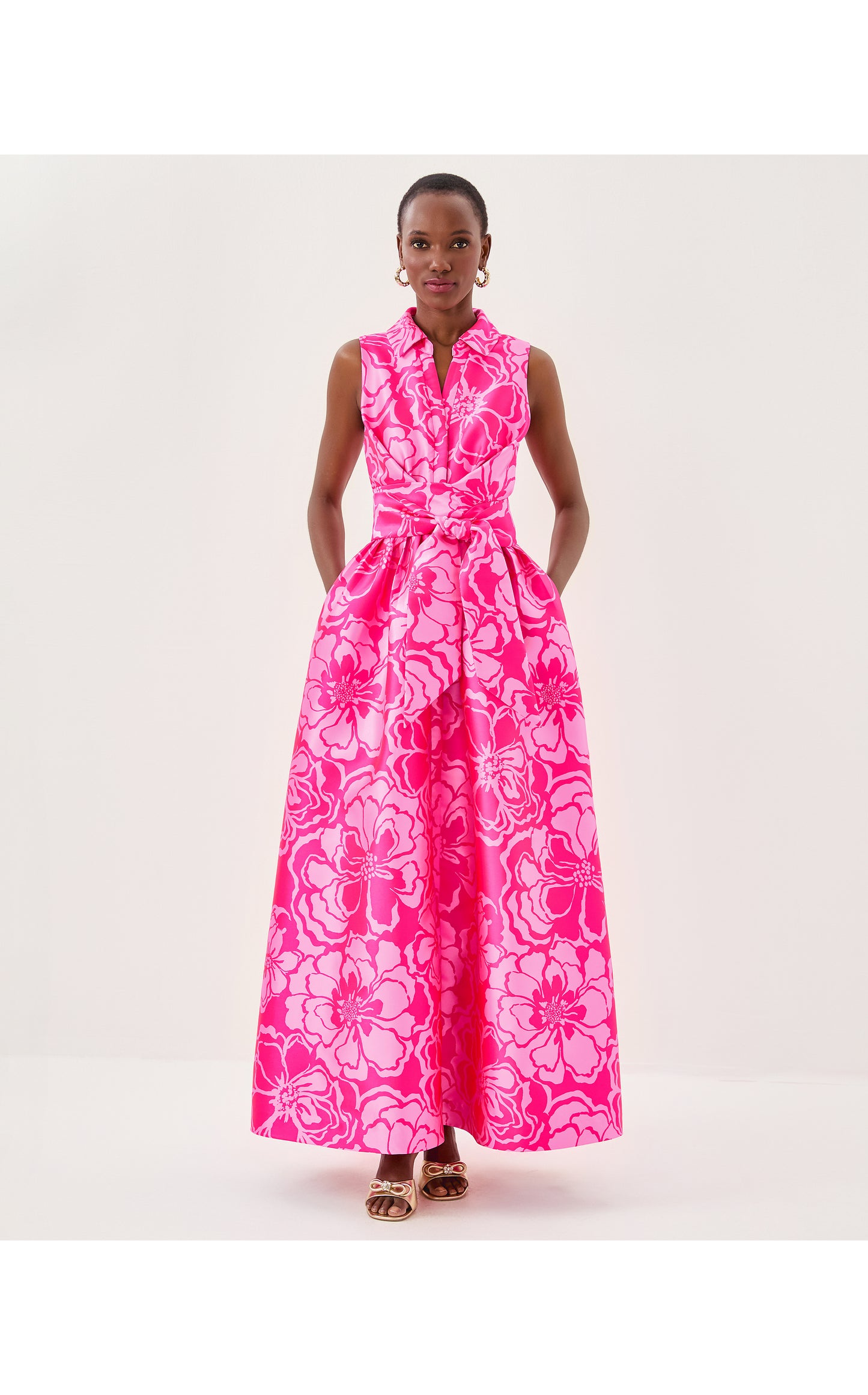 Marria Jacquard Maxi Dress - Parigi Pink Go Big Satin Jacquard