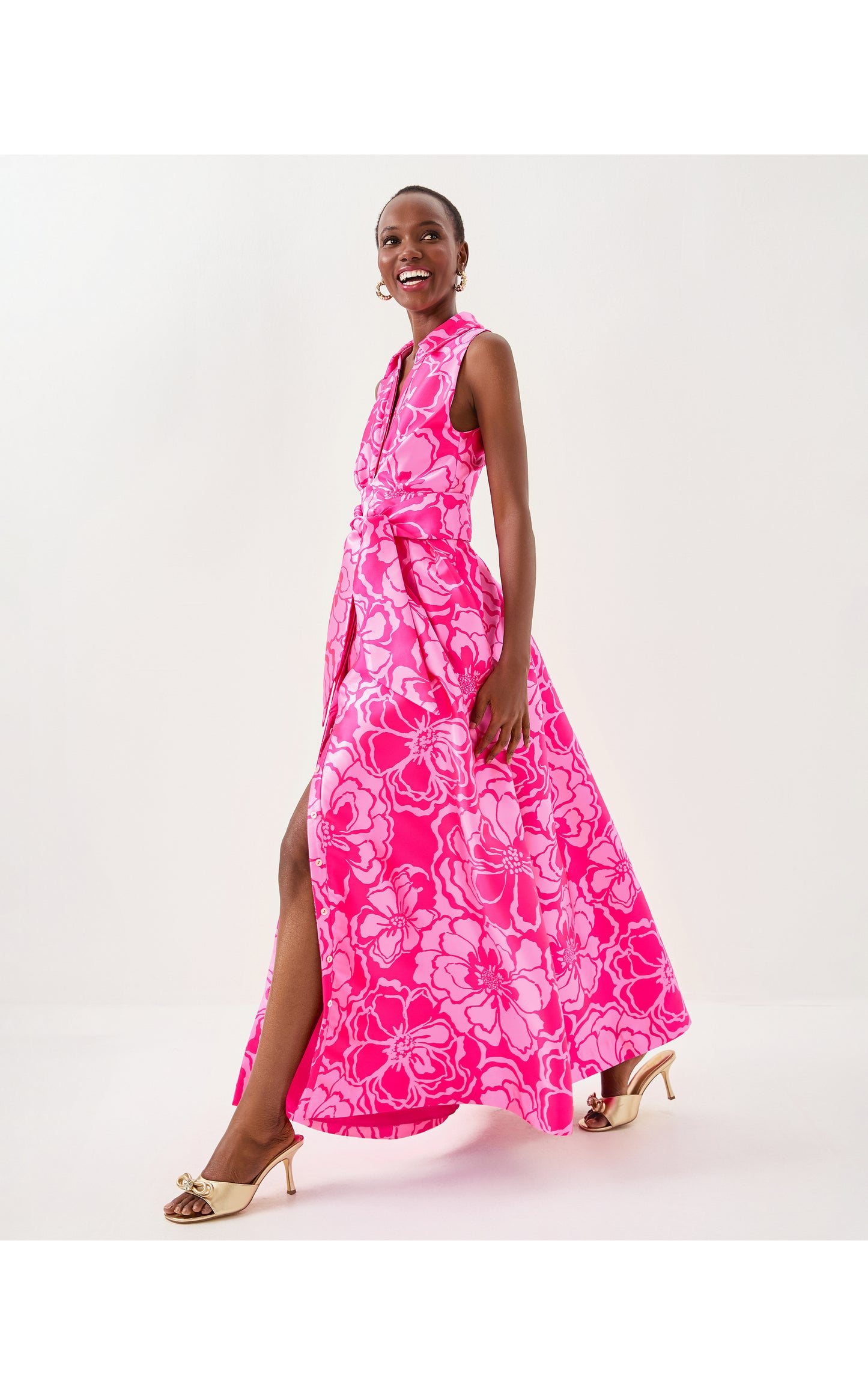 Marria Jacquard Maxi Dress - Parigi Pink Go Big Satin Jacquard