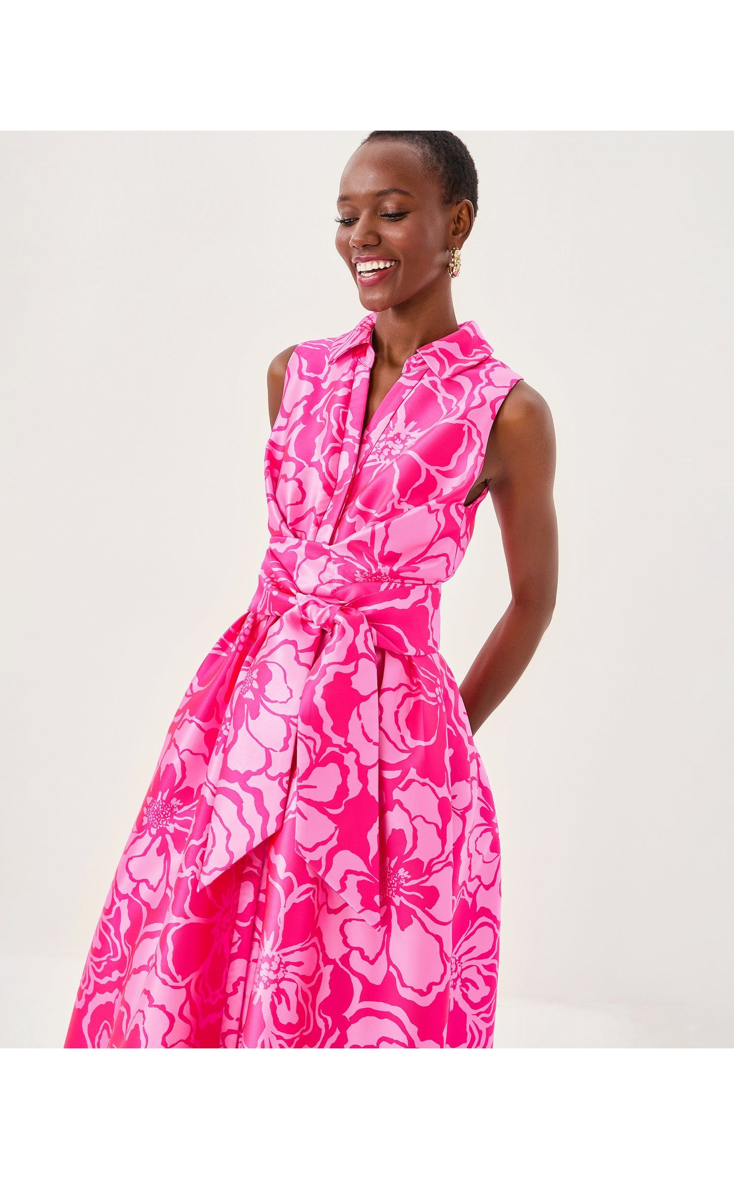 Marria Jacquard Maxi Dress - Parigi Pink Go Big Satin Jacquard