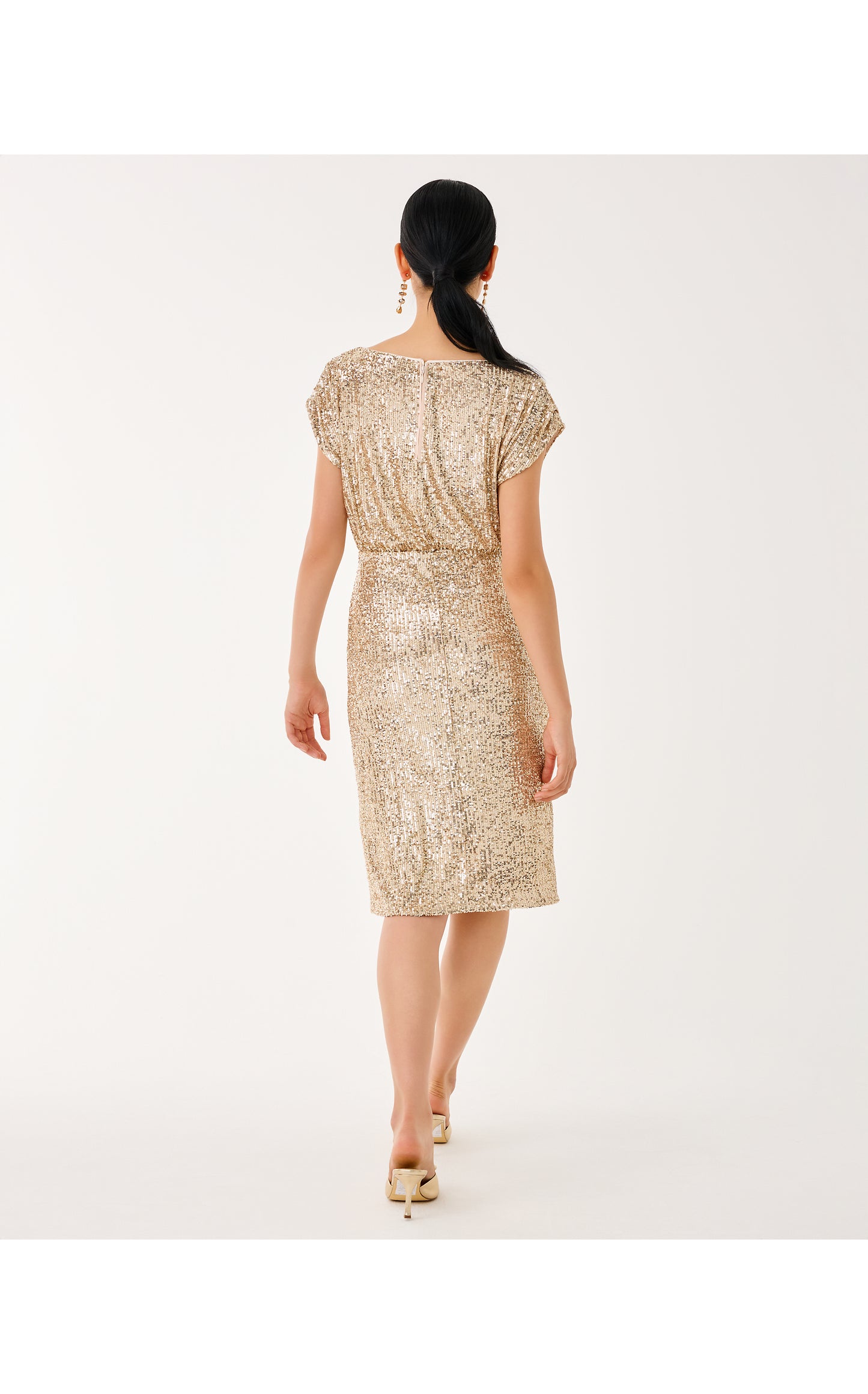Aylin Sequin Midi Dress - Gold Metallic Treasure Box Sequin Knit