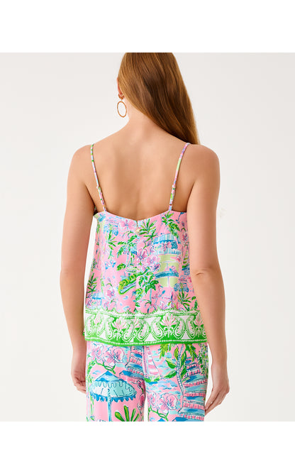 Caroline Sleeveless Top - Conch Shell Pink Sunny Dee Engineered Woven Top