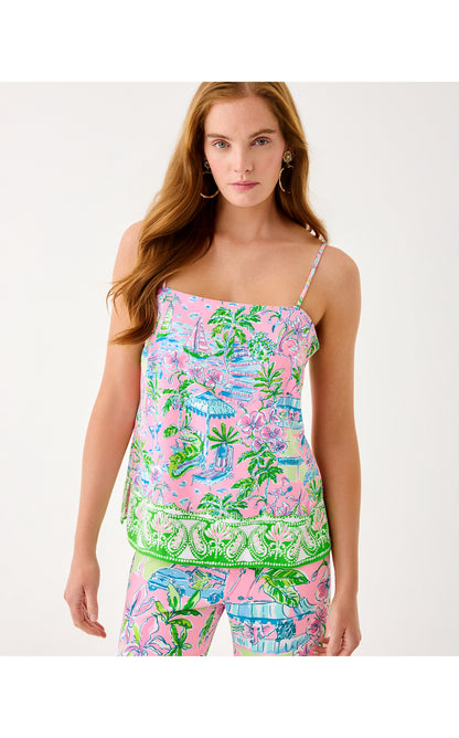 Caroline Sleeveless Top - Conch Shell Pink Sunny Dee Engineered Woven Top