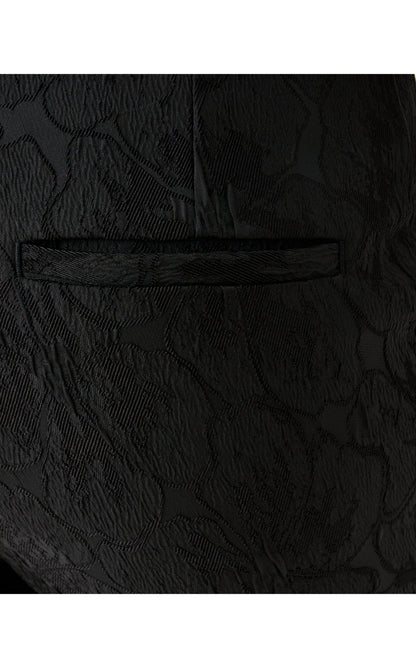 27" Jarrae Jacquard High Rise Crop Flare Pant - Noir Exploded Flower Stretch Jacquard