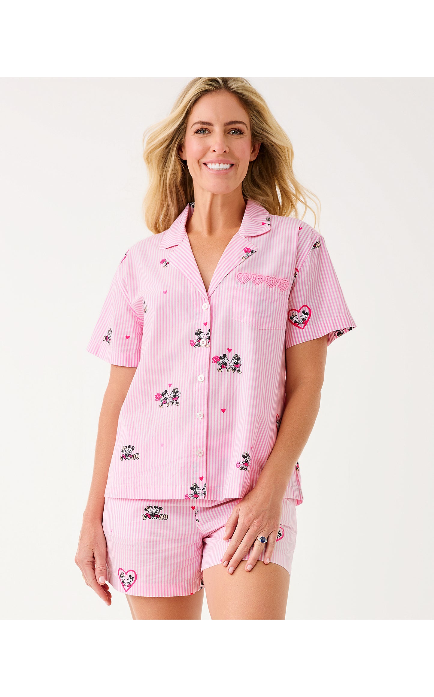 Mari PJ Button-up Top - Multi Disney Half Drop Overprint