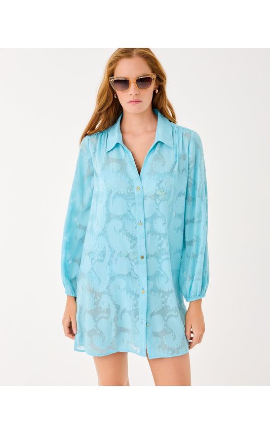 Sadira Clip Coverup - Bellevue Blue Tangerine Dream Poly Clip