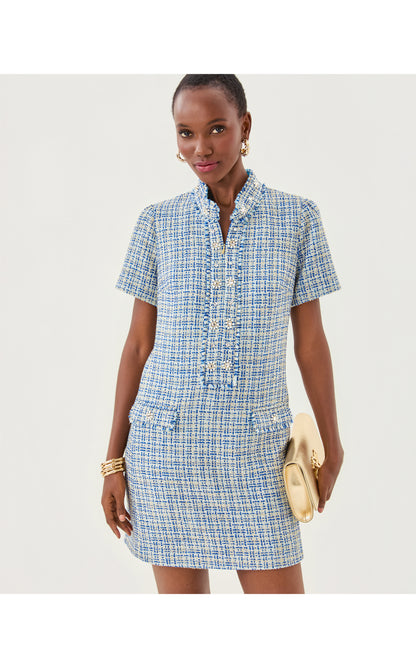 Teddy Boucle Shift - Tangier Teal Ocean Deep Lurex Boucle