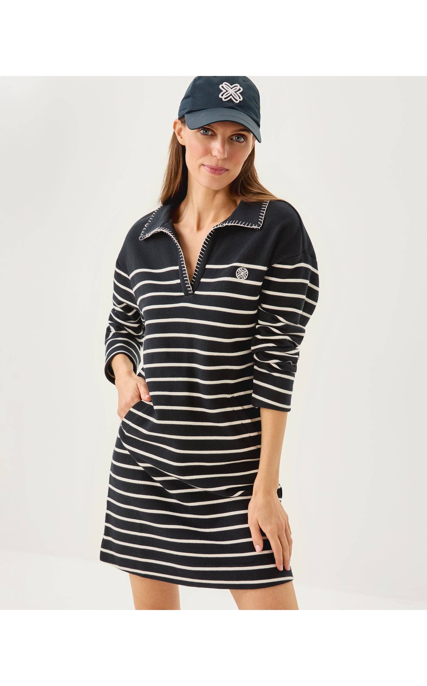 Corvaya Terry Dress - Noir Legacy Stripe