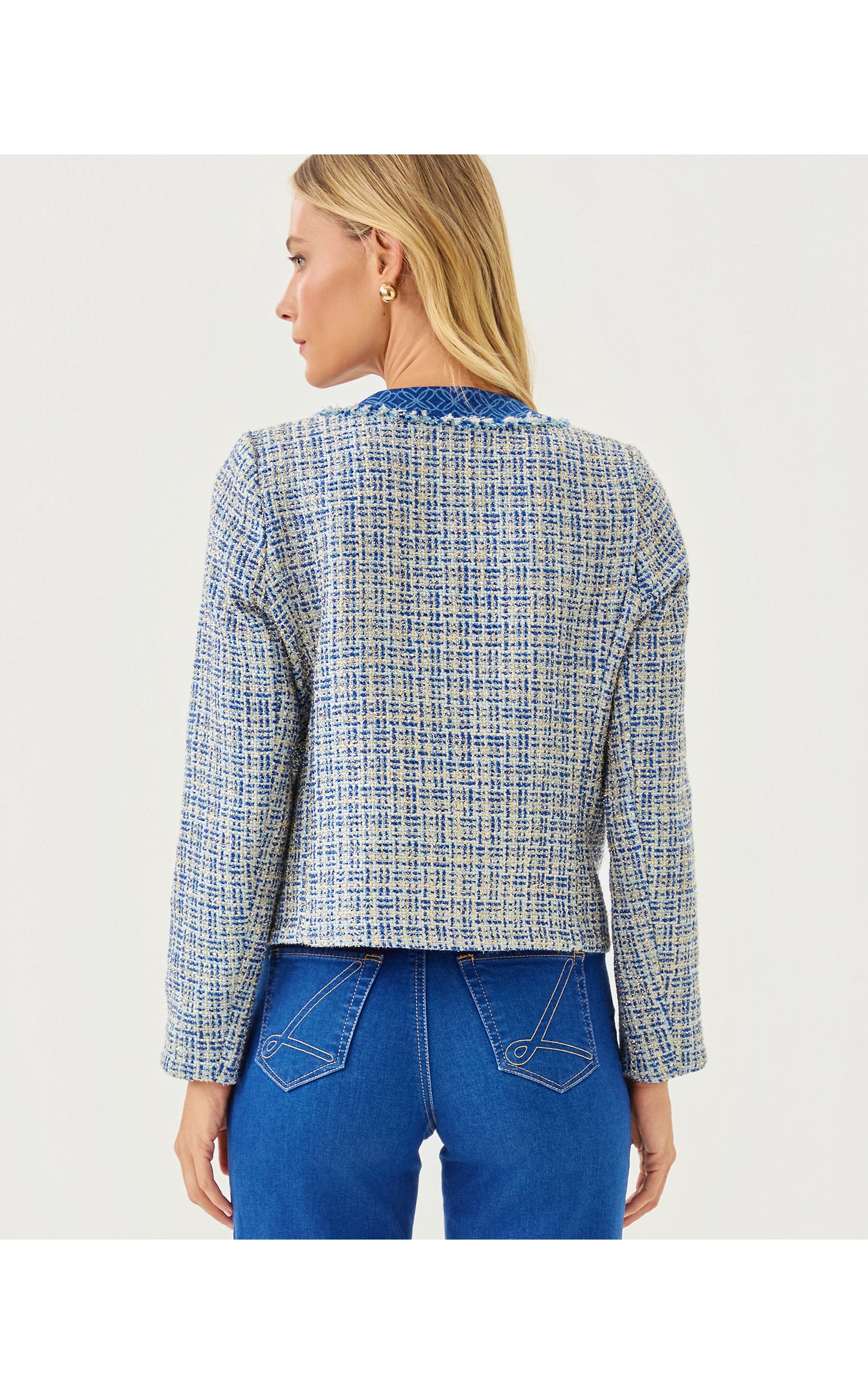 Ascena Boucle Jacket - Tangier Teal Ocean Deep Lurex Boucle