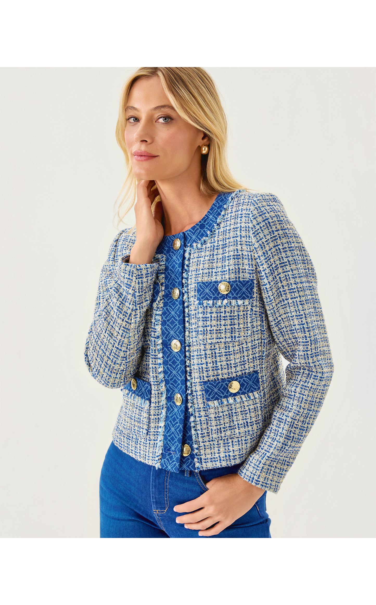 Ascena Boucle Jacket - Tangier Teal Ocean Deep Lurex Boucle