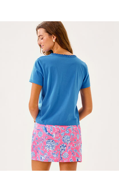 Clairmont Crochet Trimmed Knit Top - Sunwashed Blue