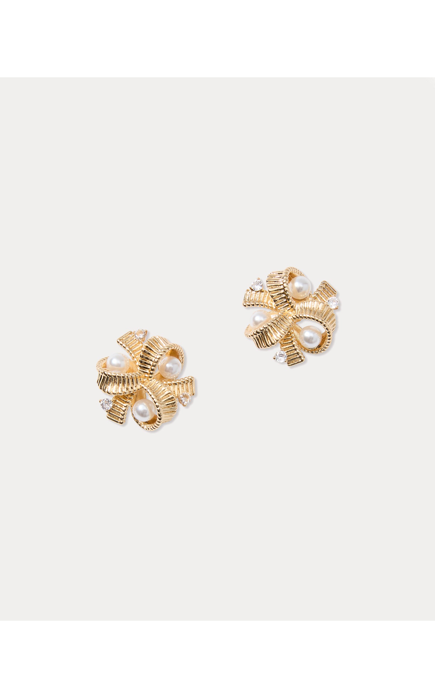 Tis The Season Pearl Cluster Earrings - Gold Metallic