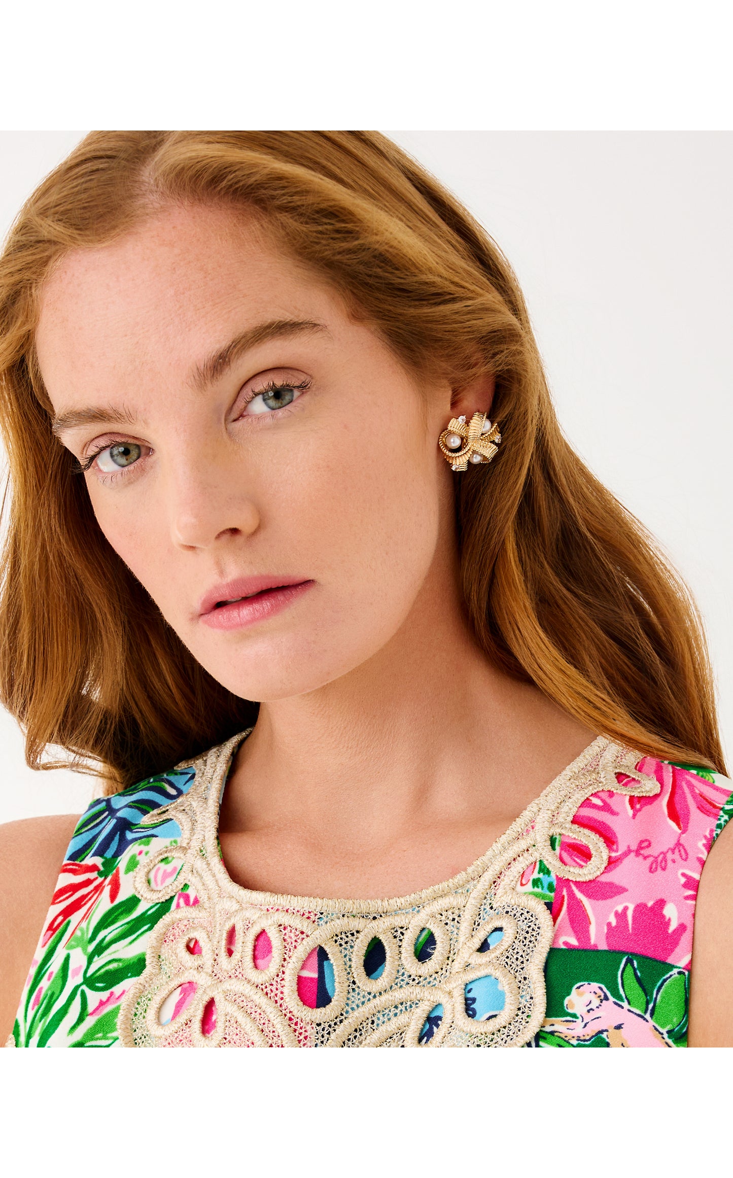 Tis The Season Pearl Cluster Earrings - Gold Metallic