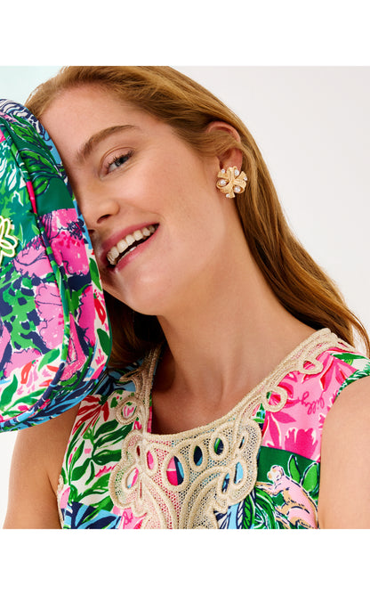 Tis The Season Pearl Cluster Earrings - Gold Metallic