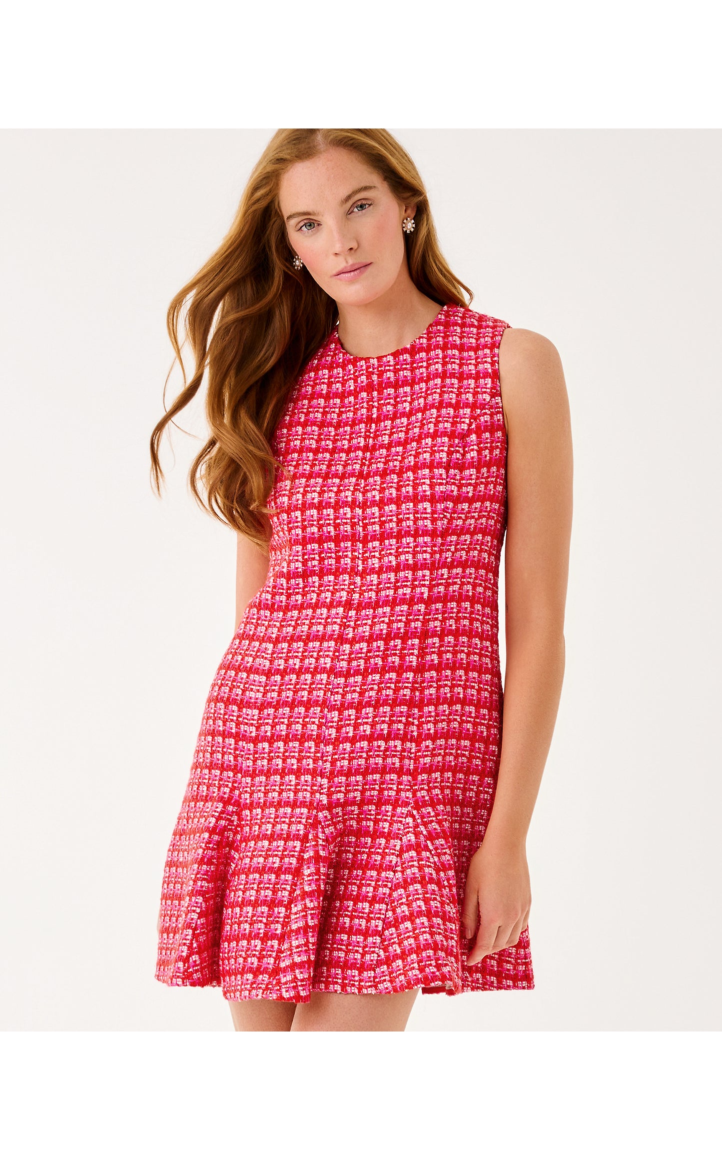 Enya Boucle Dress - Cranberry Red Fiesta Boucle