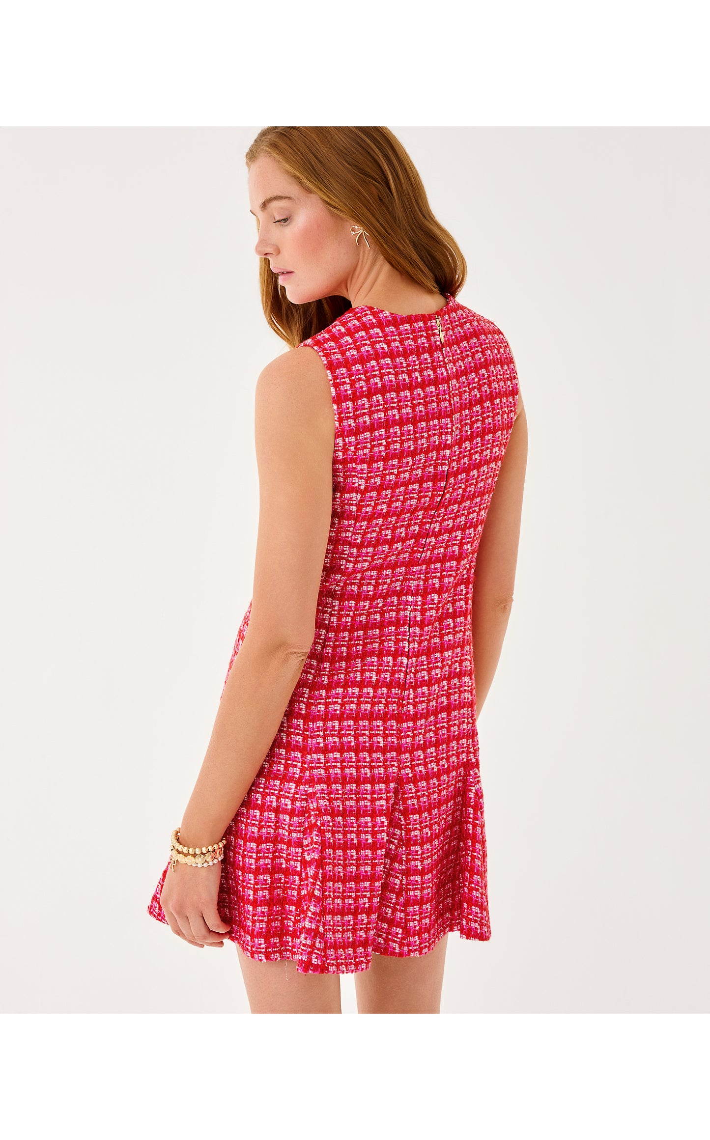 Enya Boucle Dress - Cranberry Red Fiesta Boucle