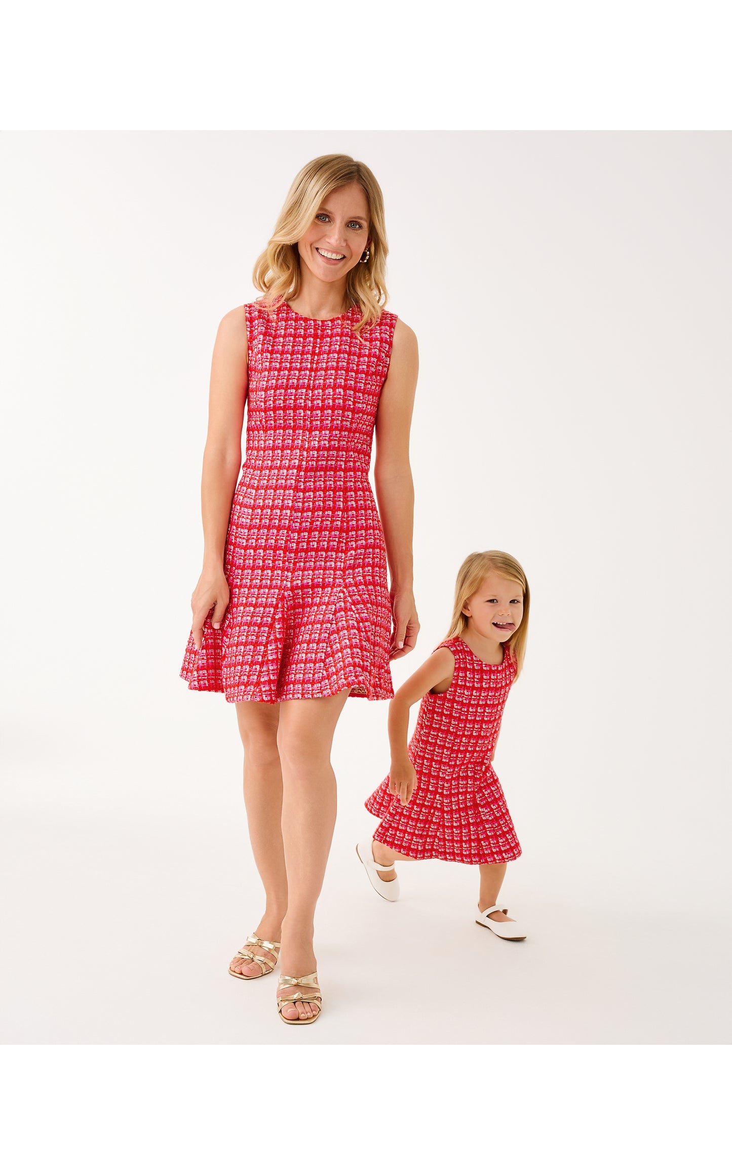 Enya Boucle Dress - Cranberry Red Fiesta Boucle