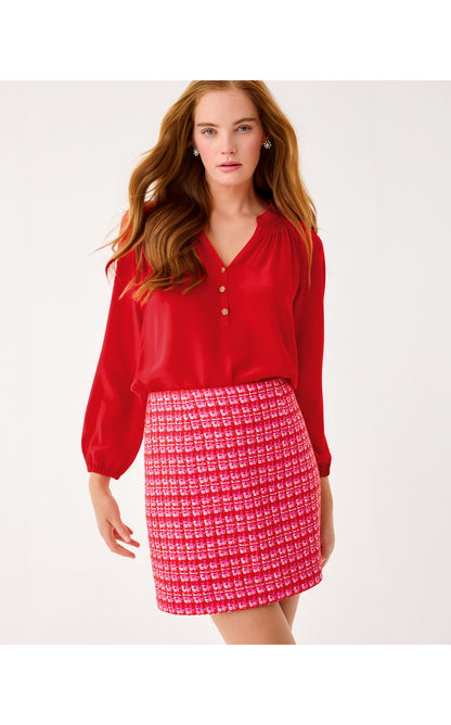 Kels Boucle Mini Skirt - Cranberry Red Fiesta Boucle