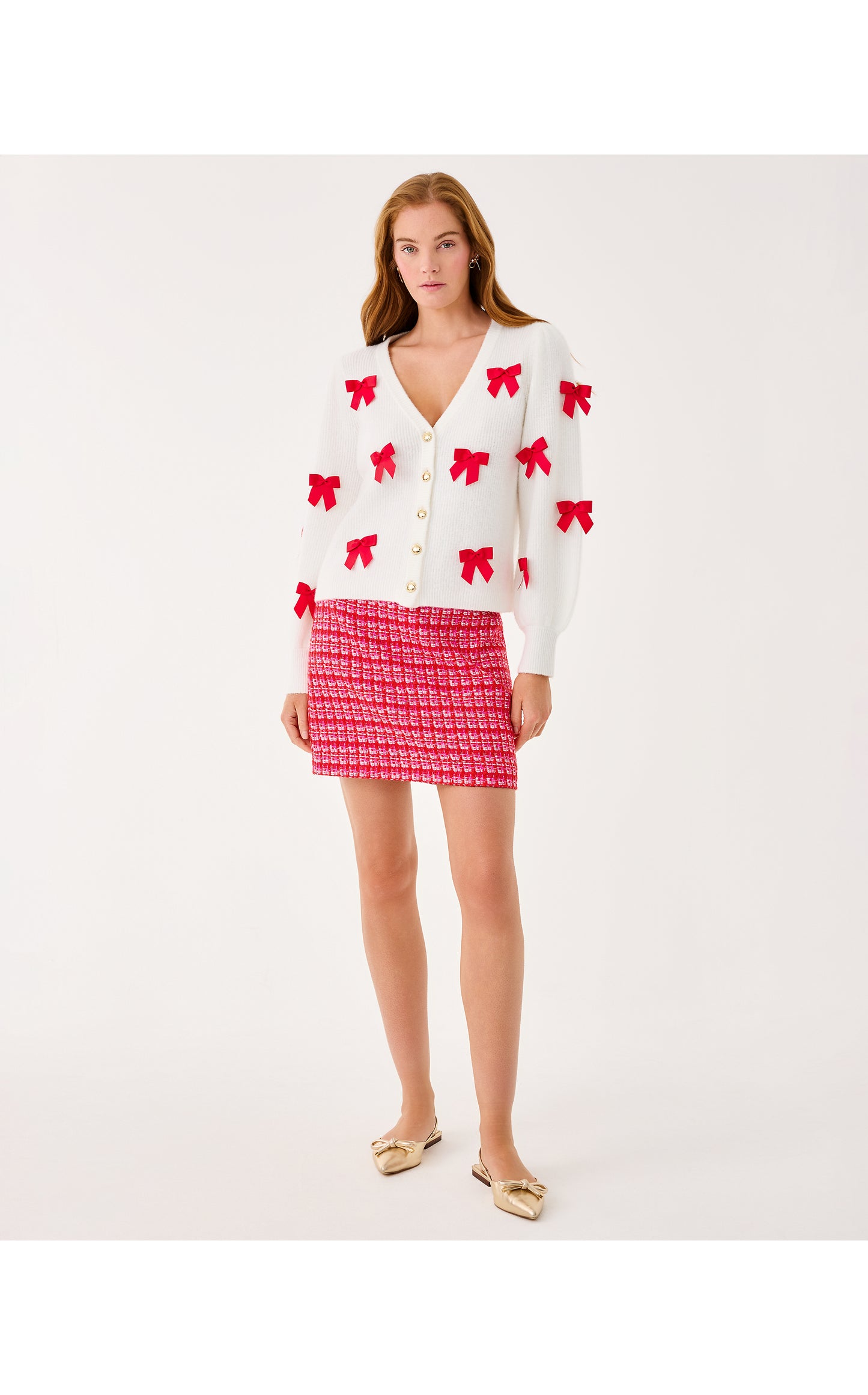 Kels Boucle Mini Skirt - Cranberry Red Fiesta Boucle