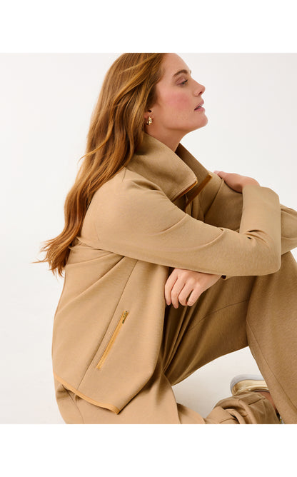 UPF50+ Basque Full Zip Jacket - Heathered Iced Latte