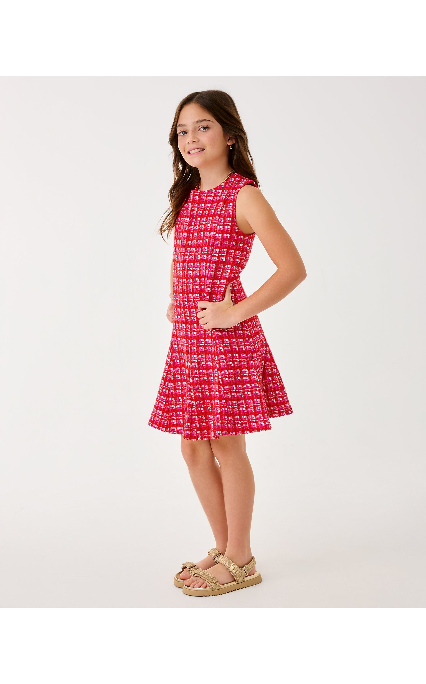 Mini Enya Dress - Cranberry Red Fiesta Boucle