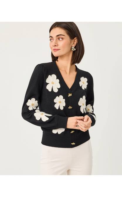 Millard Sweater - Black Big Lillys Flower Embroidery