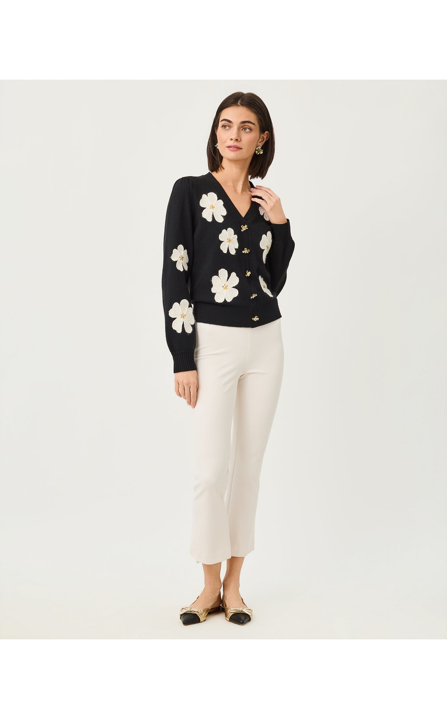 Millard Sweater - Black Big Lillys Flower Embroidery