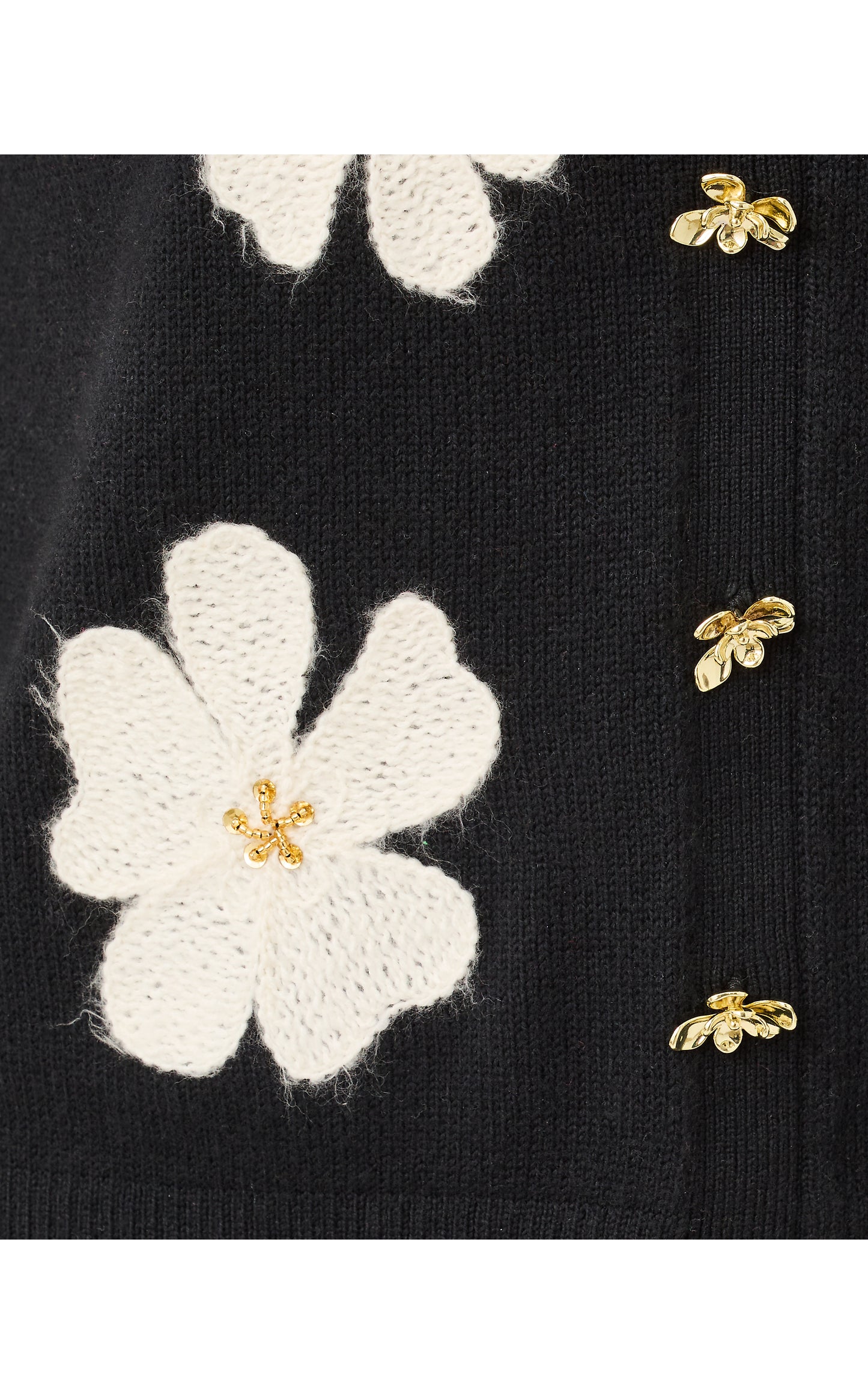 Millard Sweater - Black Big Lillys Flower Embroidery