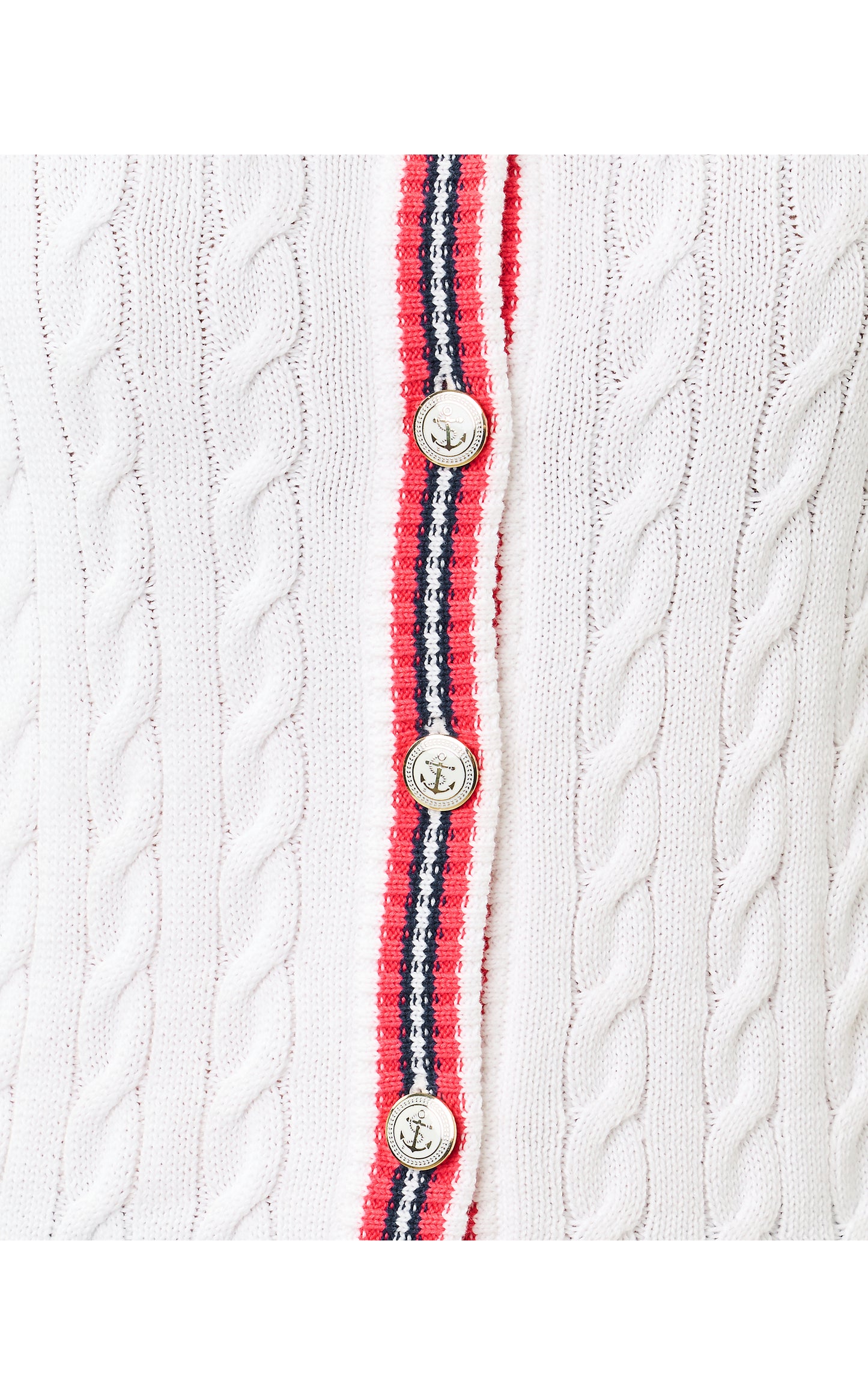 Brockton Crew Neck Cardigan - Resort White X Paradise Punch Tipping