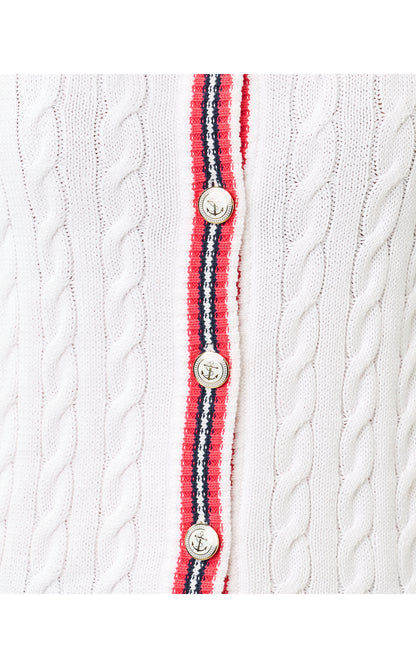 Brockton Crew Neck Cardigan - Resort White X Paradise Punch Tipping