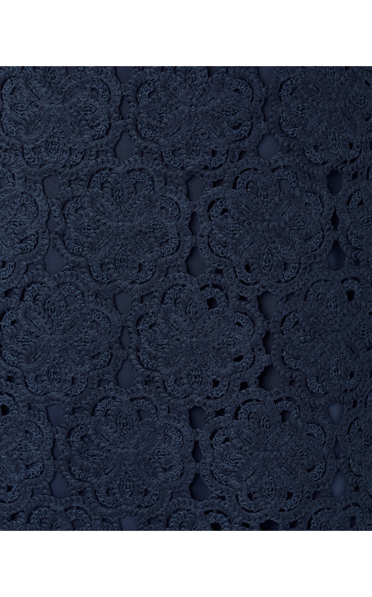 Fabian Crochet Midi Dress - Low Tide Navy Rosebud Knit Crochet Panel