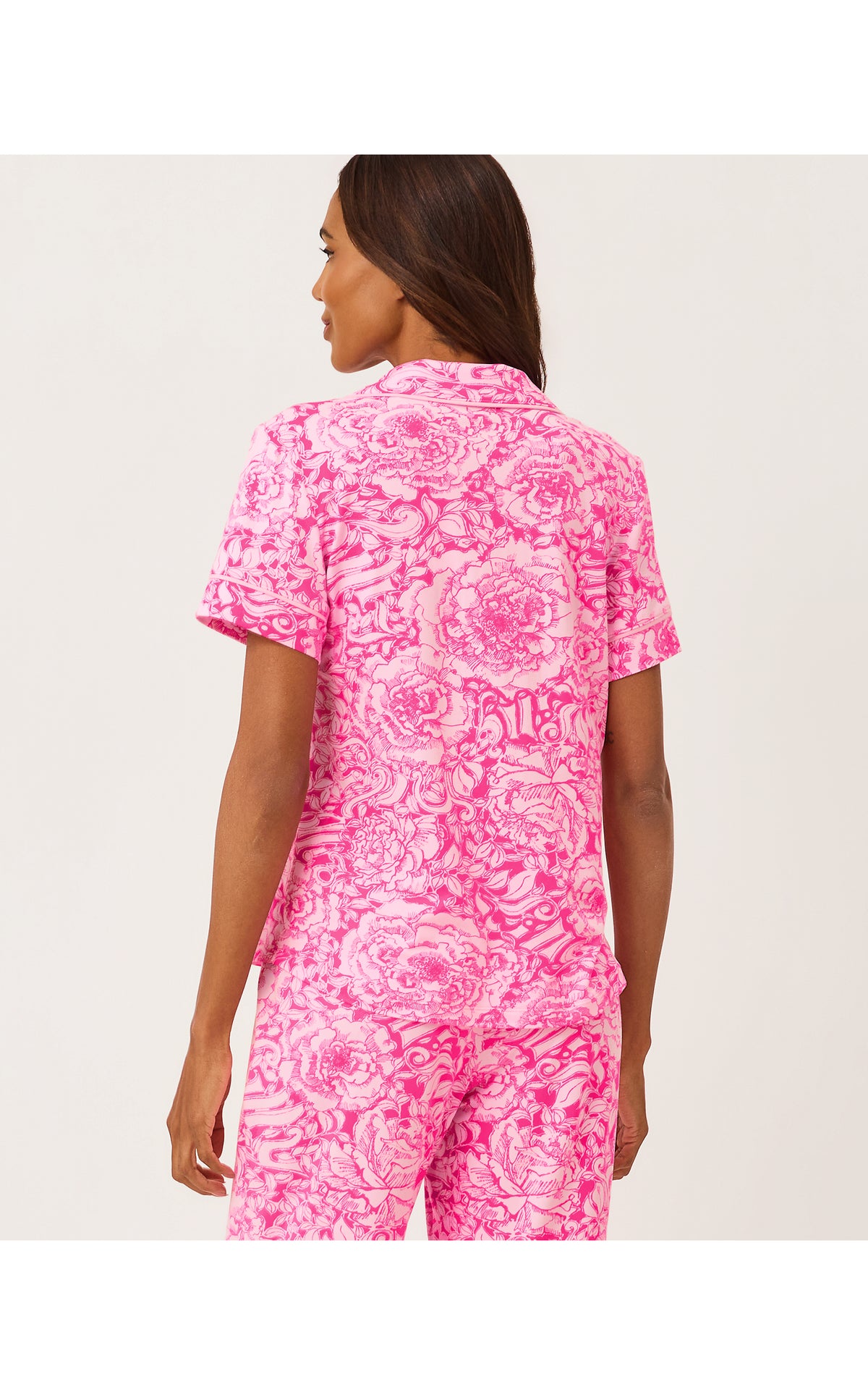 Crispin PJ Button-up Top - Pink Aster A Rose By Any Other Name