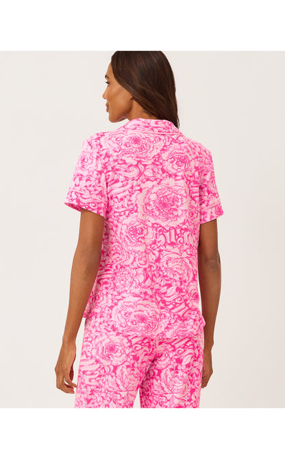 Crispin PJ Button-up Top - Pink Aster A Rose By Any Other Name