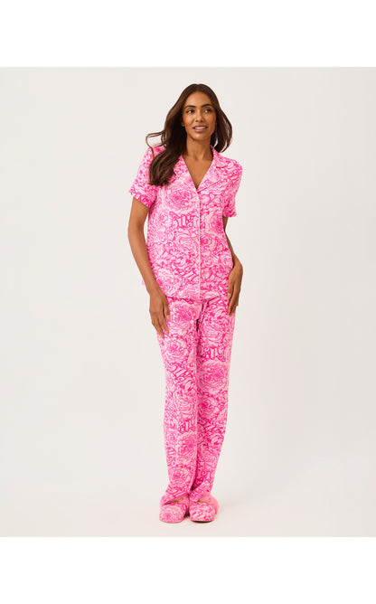 Crispin PJ Button-up Top - Pink Aster A Rose By Any Other Name