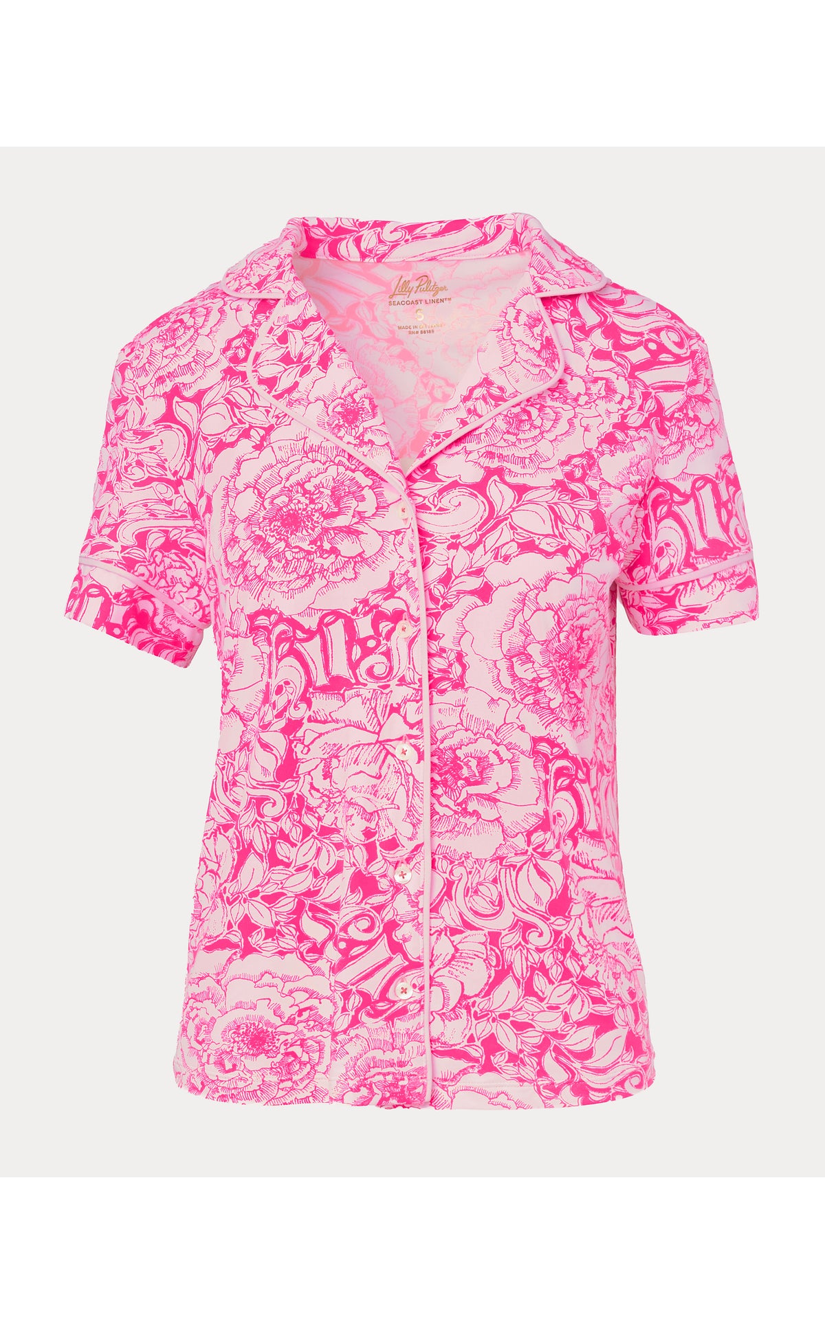 Crispin PJ Button-up Top - Pink Aster A Rose By Any Other Name