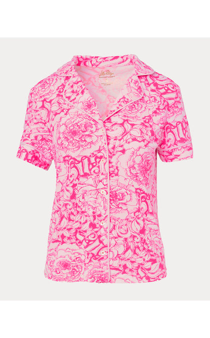 Crispin PJ Button-up Top - Pink Aster A Rose By Any Other Name