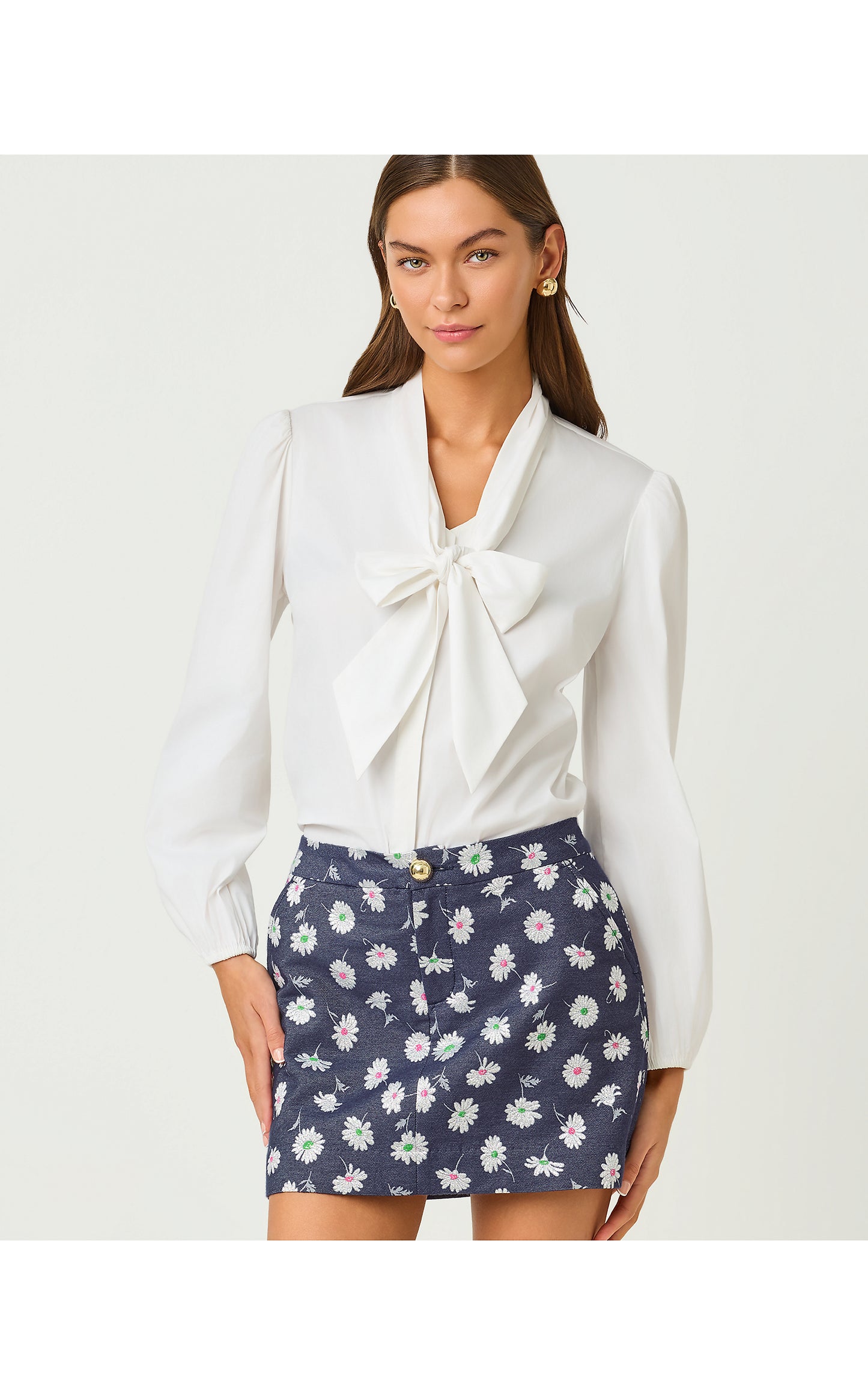 Colette Mini Skort - Low Tide Navy Petal Toss Metallic Jacquard