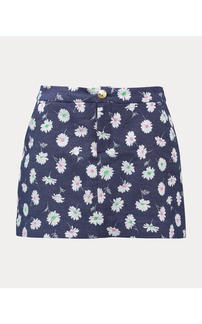 Colette Mini Skort - Low Tide Navy Petal Toss Metallic Jacquard