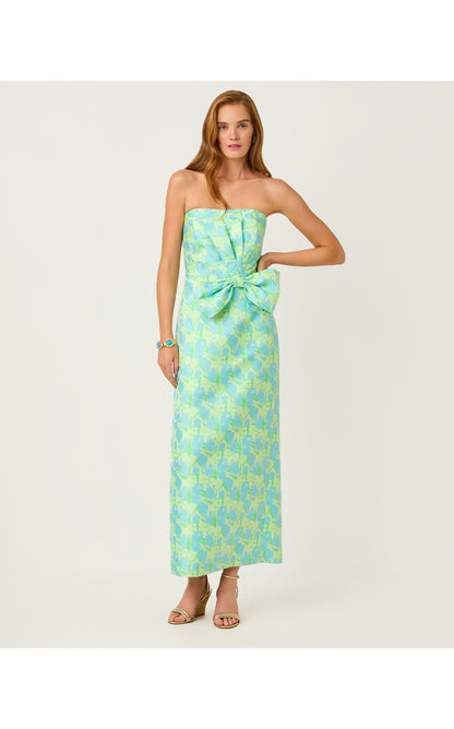 Tiernan Strapless Maxi Dress - Capri Blue Tulip Tango Jacquard