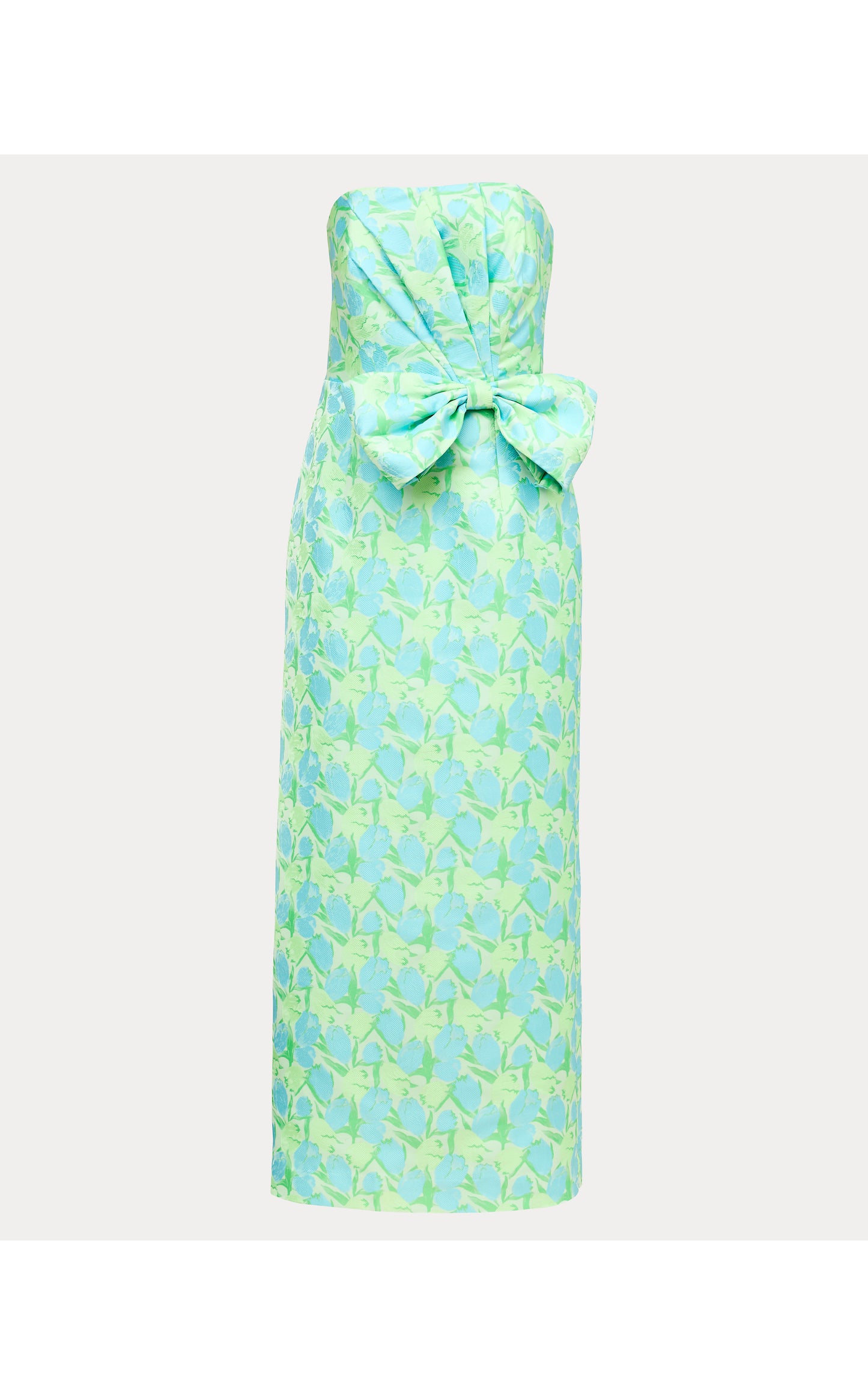 Tiernan Strapless Maxi Dress - Capri Blue Tulip Tango Jacquard