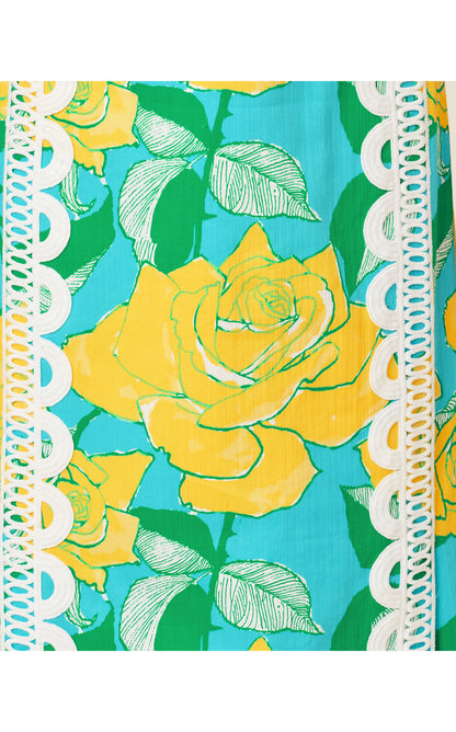 Lotta Stretch Maxi Shift Dress - Blue Curacao Rose Bud