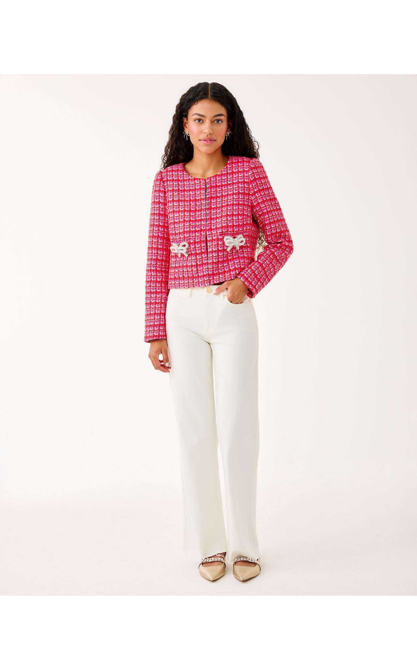 Kimia Boucle Jacket - Cranberry Red Fiesta Boucle