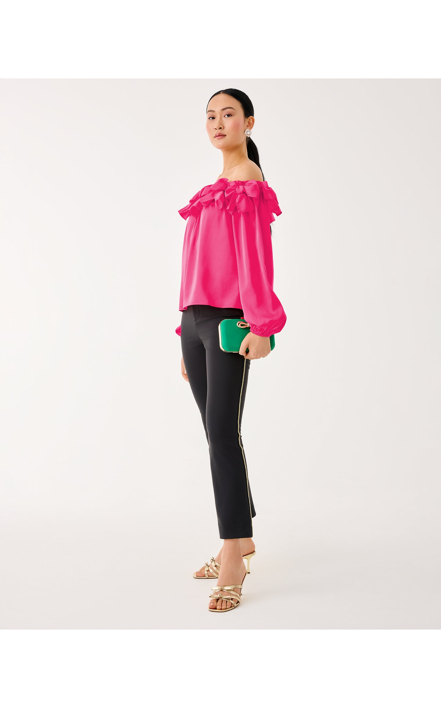 Ana Embellished Crop Flare - Noir