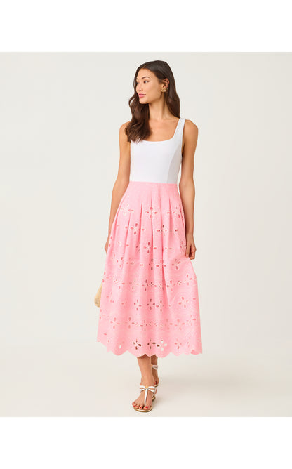 Lissette Midi Dress - Conch Shell Pink Spring Showers Eyelet