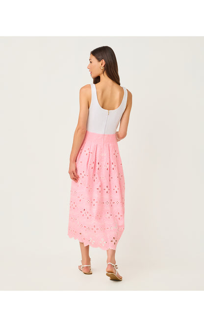 Lissette Midi Dress - Conch Shell Pink Spring Showers Eyelet