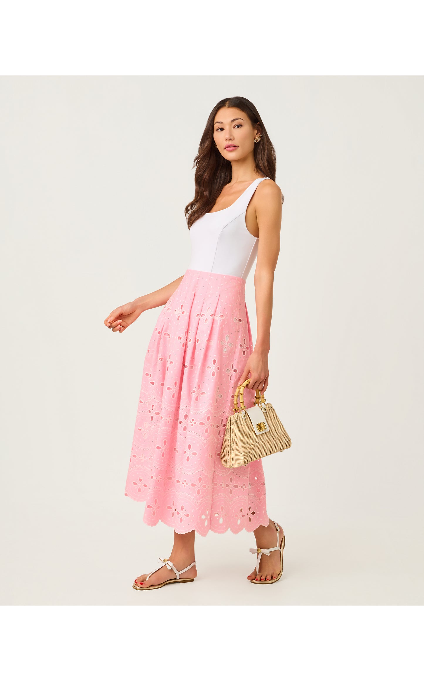 Lissette Midi Dress - Conch Shell Pink Spring Showers Eyelet