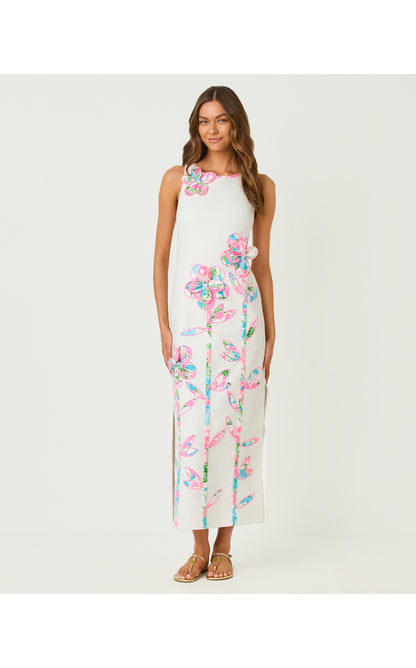Marleigh Stretch Maxi Shift Dress - Resort White